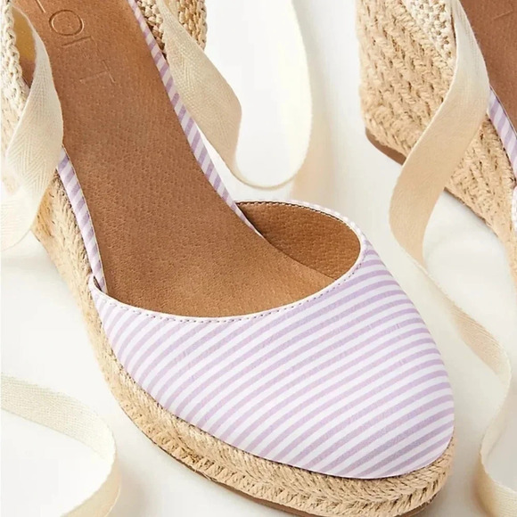 LOFT Lilac and White Striped Espadrilles - Size 9.5 - Picture 2 of 13